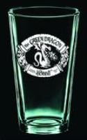 HOBBIT GREEN DRAGON ETCHED PINT GLASS